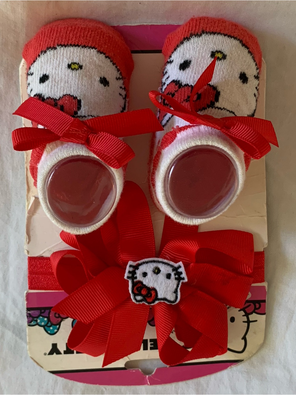 Hello Kitty Red and White Baby Walker Socks with Bow Accent